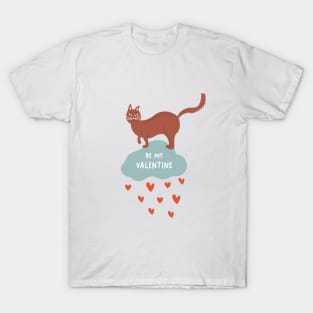 Cute romantic illustration with cat, hearts and declaration of love T-Shirt